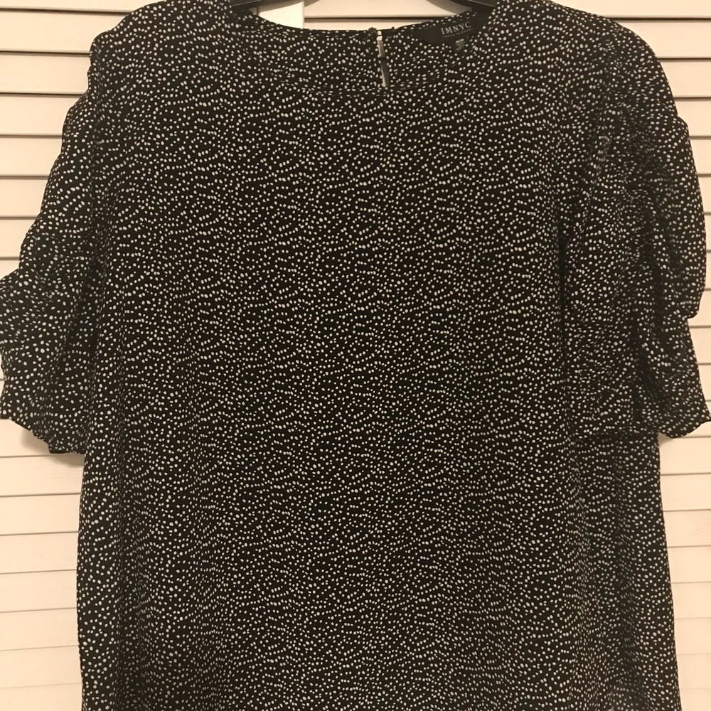 IM NYC Black white polkadot blouse. Sz M